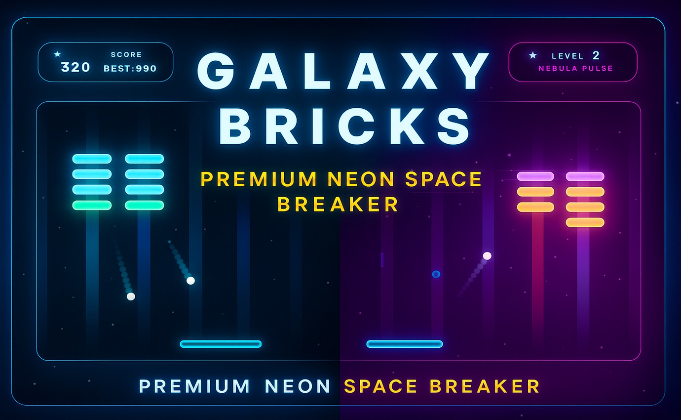 Neon Brick Breaker Fun in Galaxy Bricks